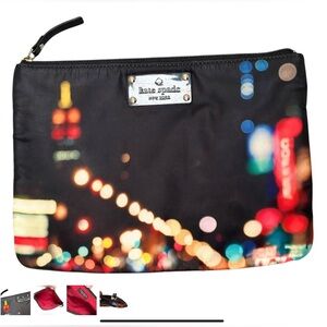 KATE SPADE Clutch Bag Cosmetics Zip-Pouch New York "City Lights" Black Multi